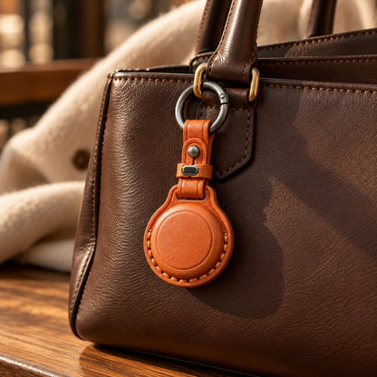 Leather AirTag Keychain Holder